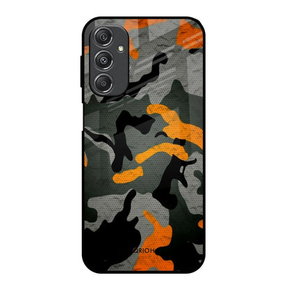 Camouflage Orange Samsung Galaxy M34 5G Glass Back Cover Online