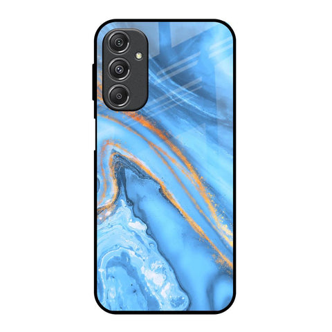 Vibrant Blue Marble Samsung Galaxy M34 5G Glass Back Cover Online