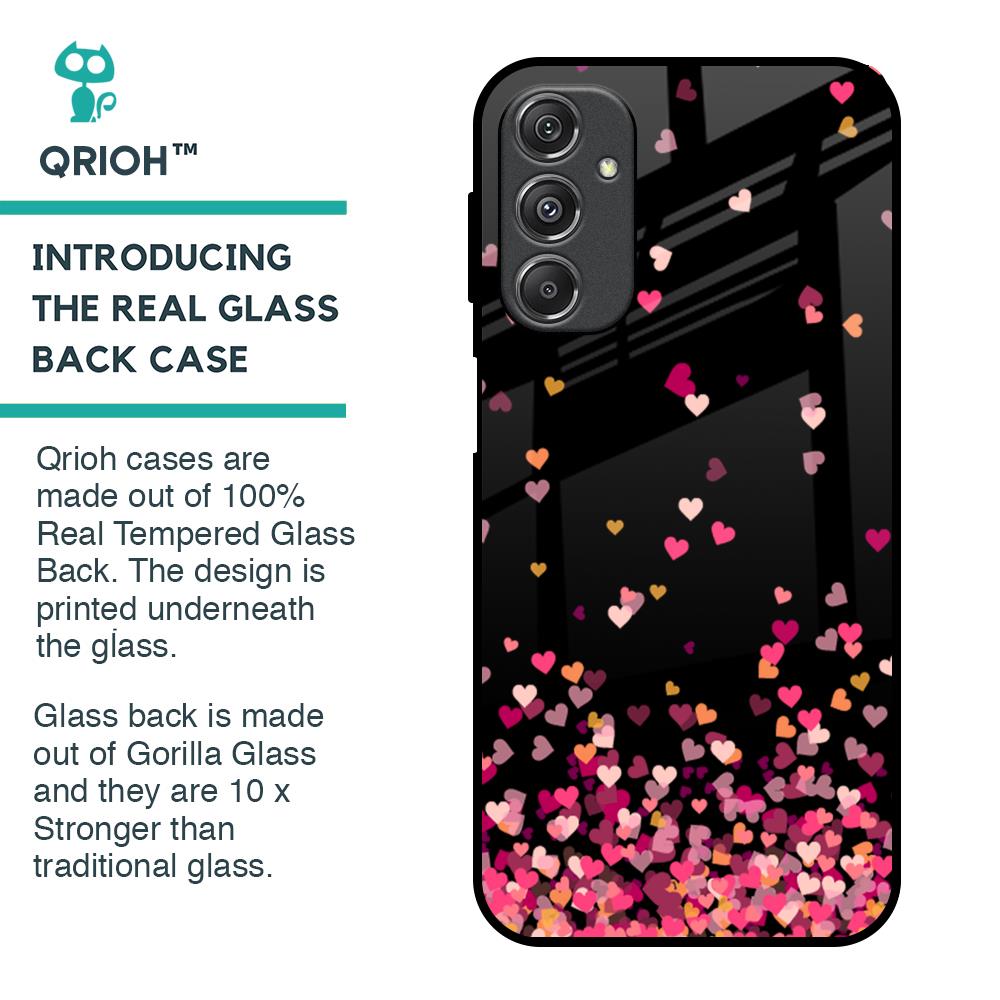 Heart Rain Fall Glass Case For Samsung Galaxy M34 5G