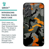 Camouflage Orange Glass Case For Samsung Galaxy M34 5G