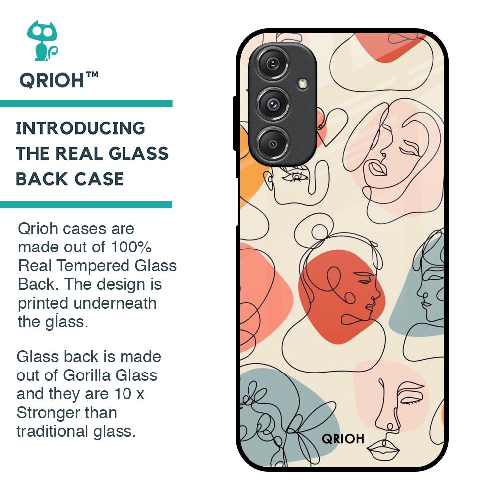 Abstract Faces Glass Case for Samsung Galaxy M34 5G