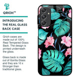 Tropical Leaves & Pink Flowers Glass Case for Samsung Galaxy M34 5G