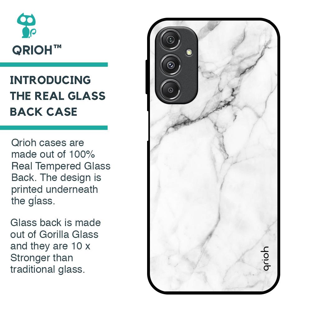 Modern White Marble Glass Case for Samsung Galaxy M34 5G