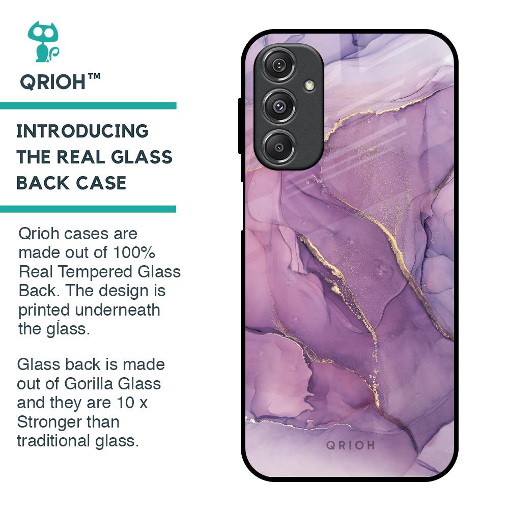 Purple Gold Marble Glass Case for Samsung Galaxy M34 5G