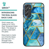 Turquoise Geometrical Marble Glass Case for Samsung Galaxy M34 5G