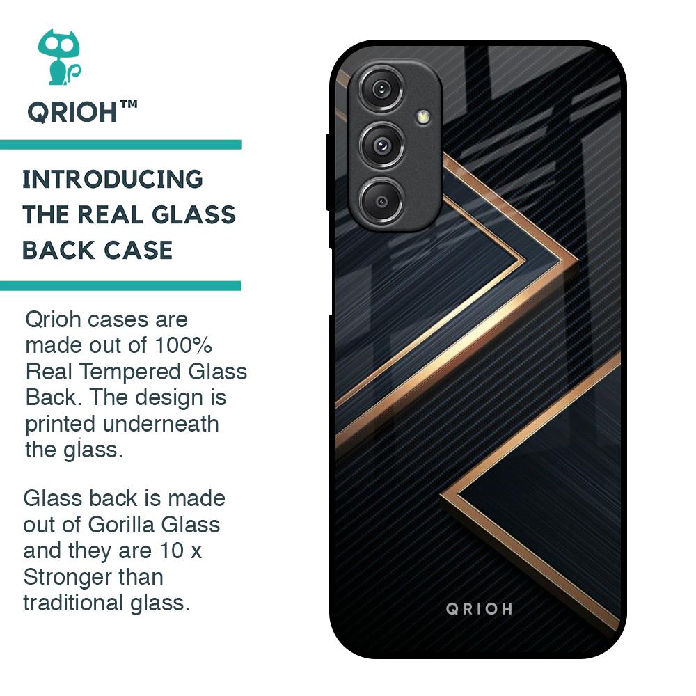 Sleek Golden & Navy Glass Case for Samsung Galaxy M34 5G