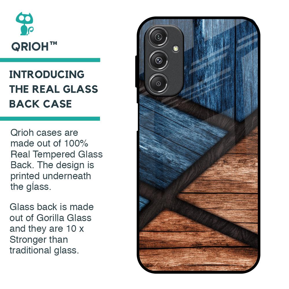Wooden Tiles Glass Case for Samsung Galaxy M34 5G