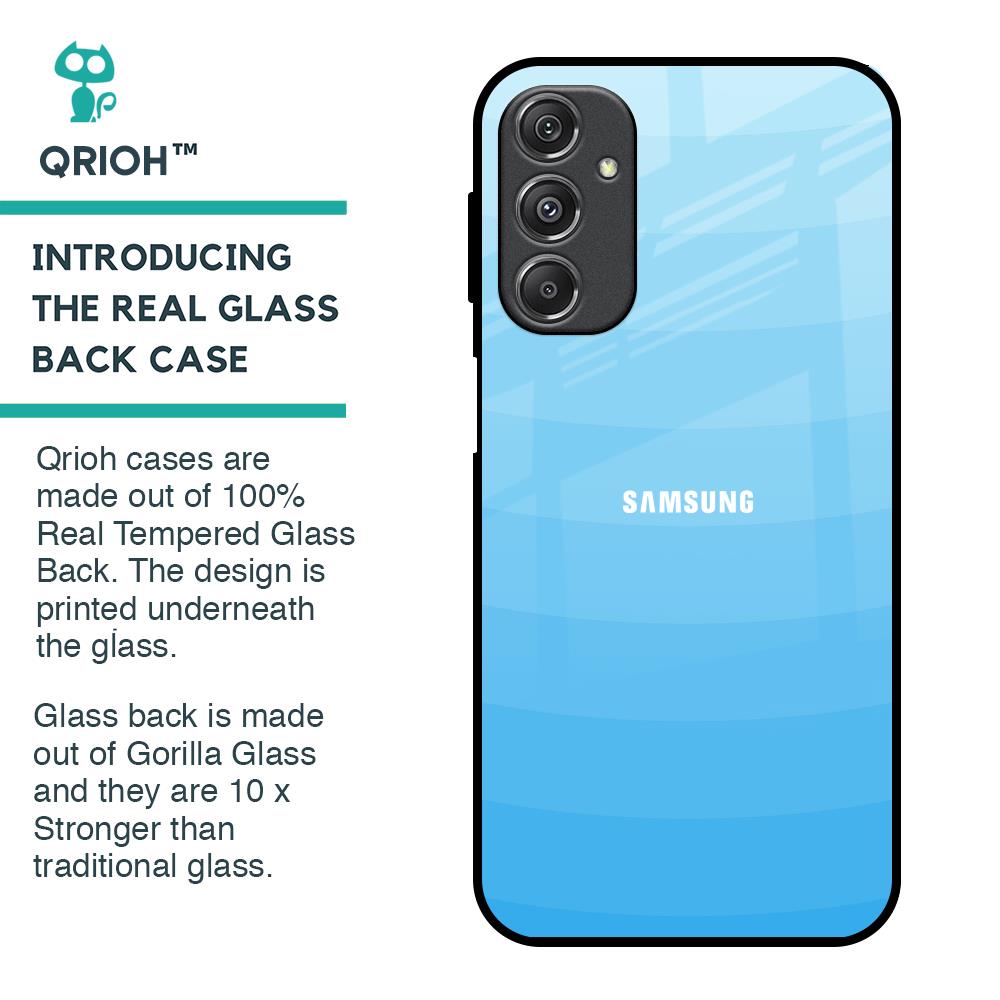Wavy Blue Pattern Glass Case for Samsung Galaxy M34 5G