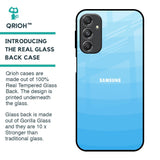 Wavy Blue Pattern Glass Case for Samsung Galaxy M34 5G