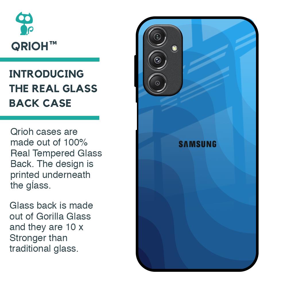 Blue Wave Abstract Glass Case for Samsung Galaxy M34 5G
