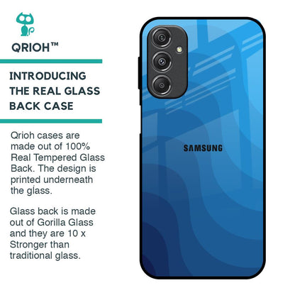 Blue Wave Abstract Glass Case for Samsung Galaxy M34 5G