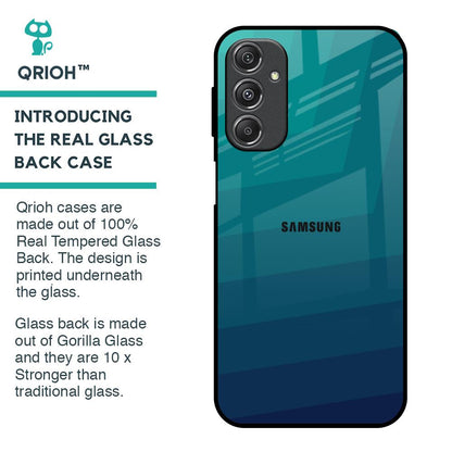 Green Triangle Pattern Glass Case for Samsung Galaxy M34 5G