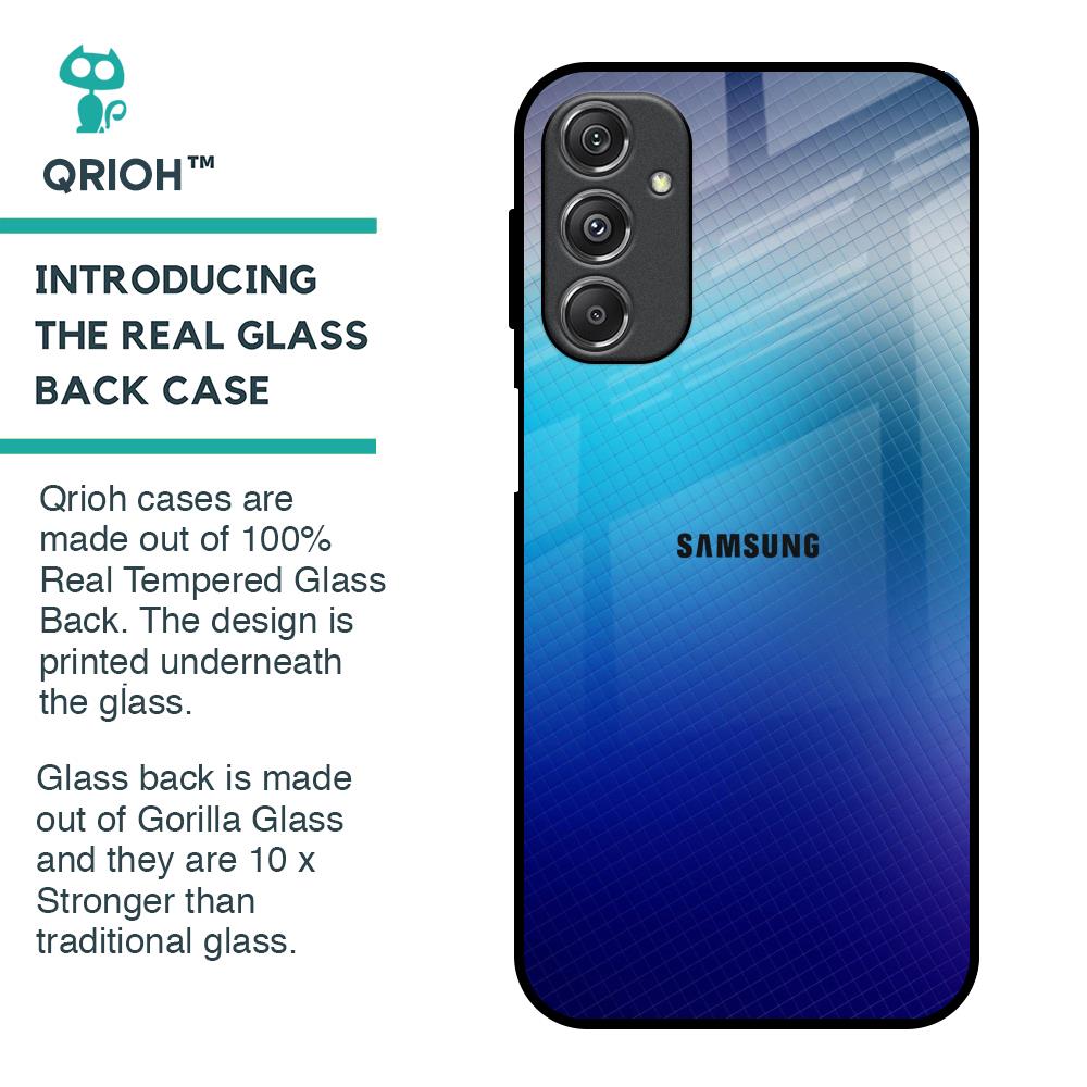 Blue Rhombus Pattern Glass Case for Samsung Galaxy M34 5G