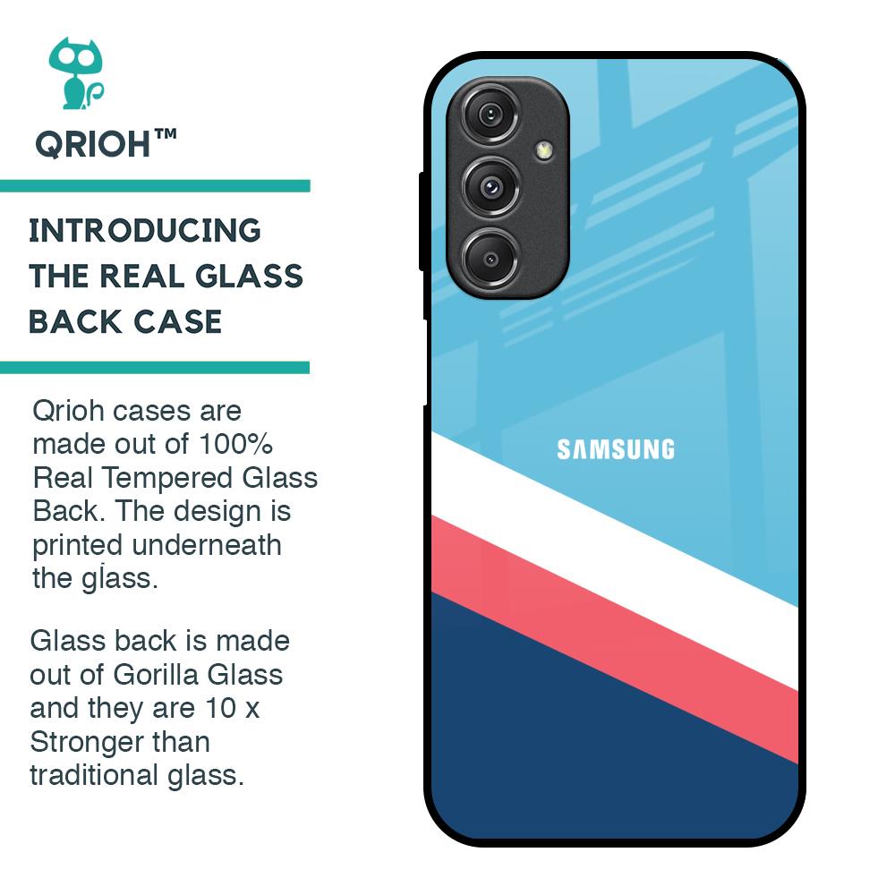 Pink & White Stripes Glass Case For Samsung Galaxy M34 5G