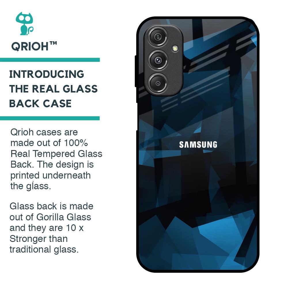 Polygonal Blue Box Glass Case For Samsung Galaxy M34 5G