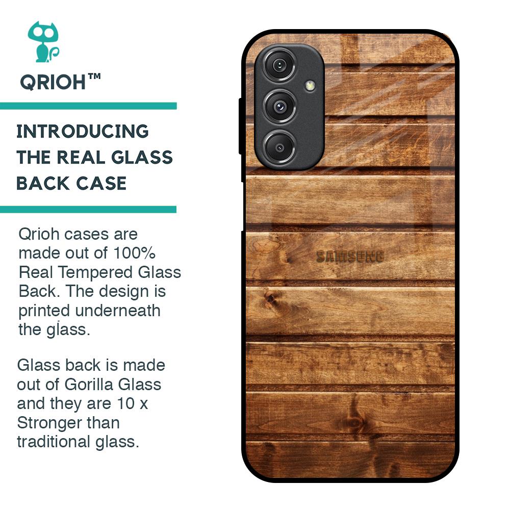 Wooden Planks Glass Case for Samsung Galaxy M34 5G