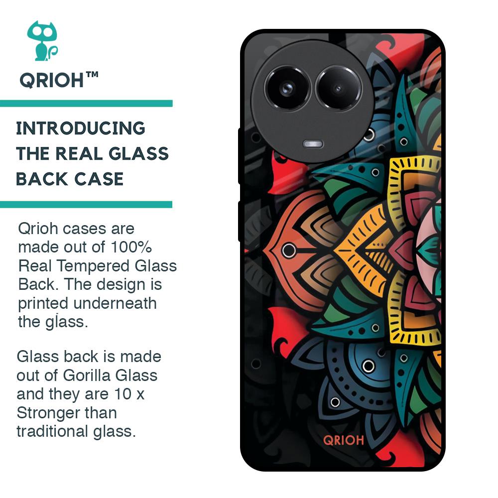 Retro Gorgeous Flower Glass Case for Realme 11 5G