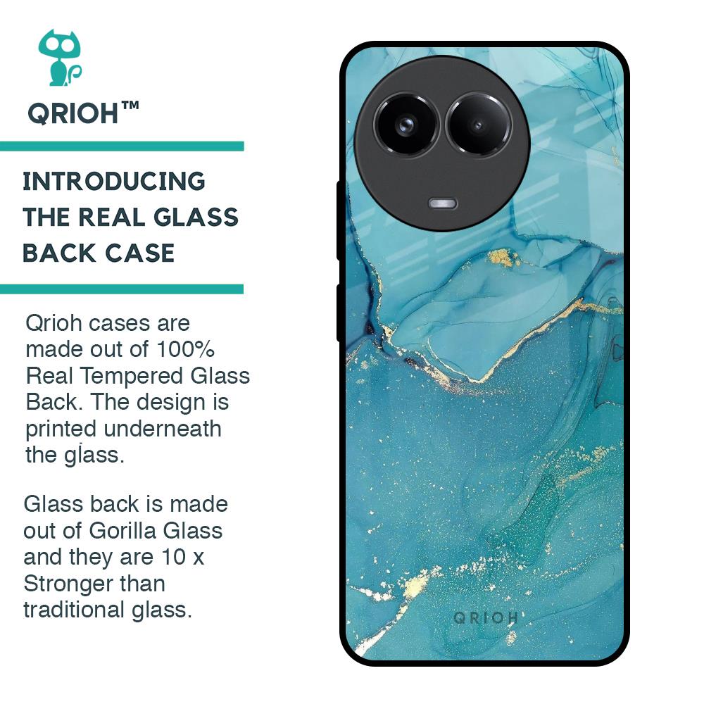 Blue Golden Glitter Glass Case for Realme 11 5G