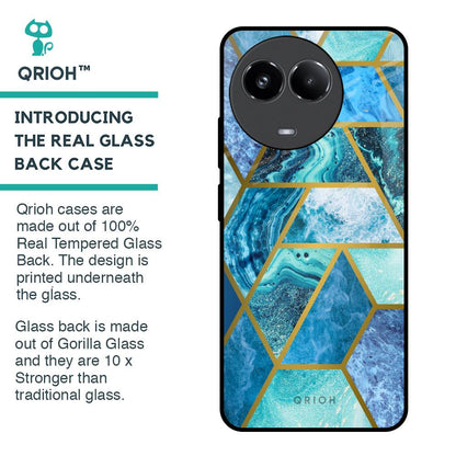 Turquoise Geometrical Marble Glass Case for Realme 11 5G