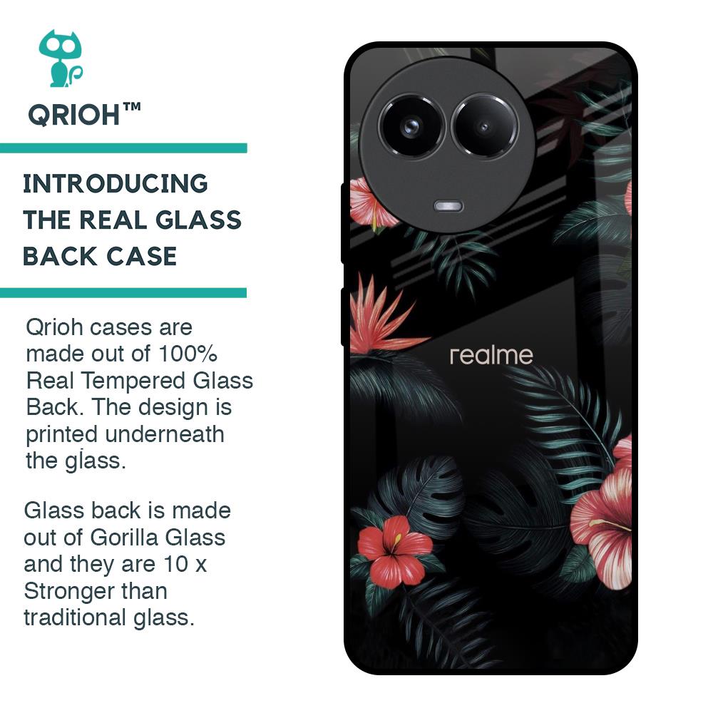 Tropical Art Flower Glass Case for Realme 11 5G