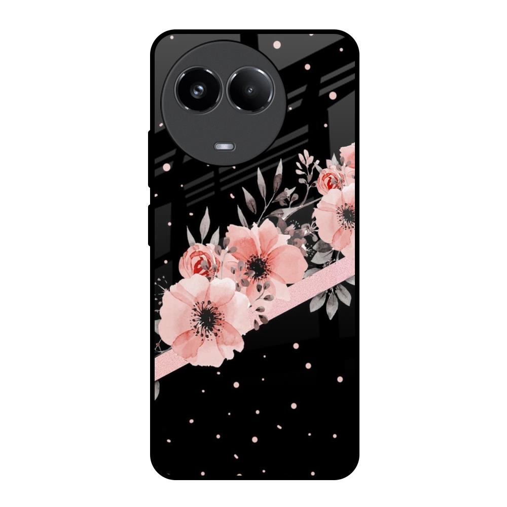 Floral Black Band Realme 11x 5G Glass Back Cover Online