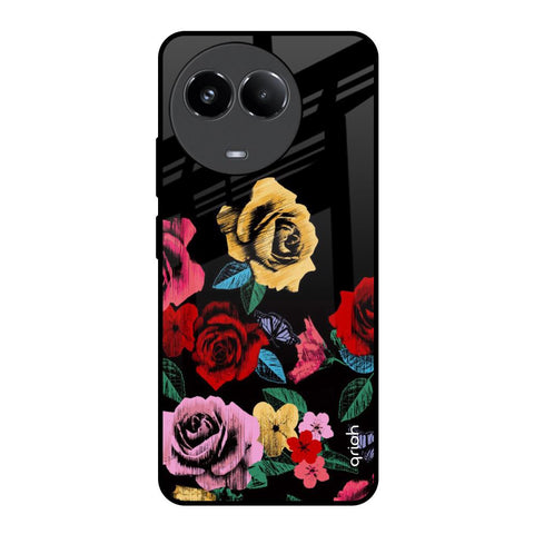 Floral Decorative Realme 11x 5G Glass Back Cover Online