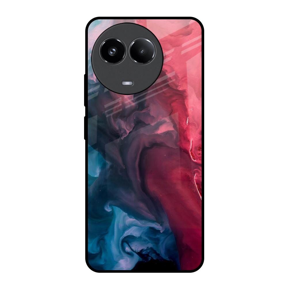 Blue & Red Smoke Realme 11x 5G Glass Back Cover Online