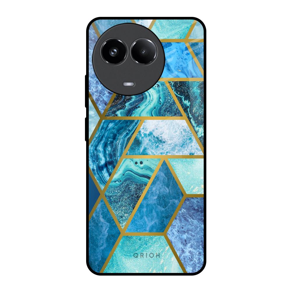 Turquoise Geometrical Marble Realme 11x 5G Glass Back Cover Online