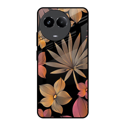 Lines Pattern Flowers Realme 11x 5G Glass Back Cover Online