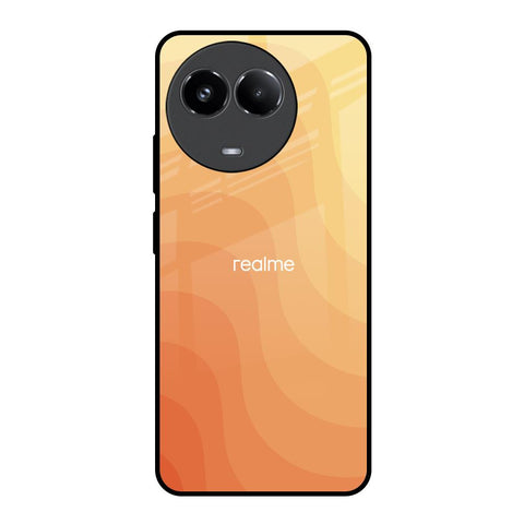 Orange Curve Pattern Realme 11x 5G Glass Back Cover Online