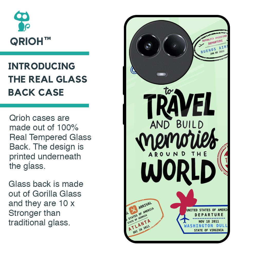 Travel Stamps Glass Case for Realme 11x 5G