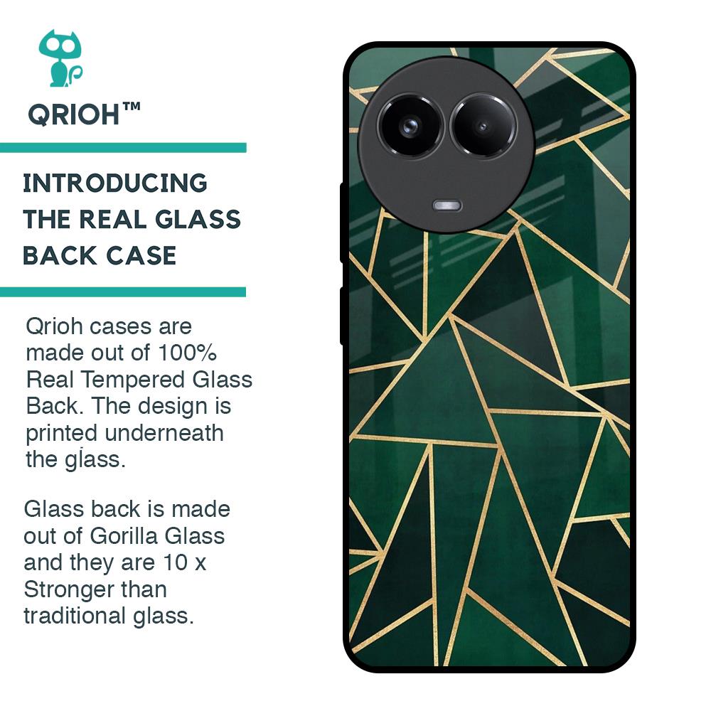 Abstract Green Glass Case For Realme 11x 5G