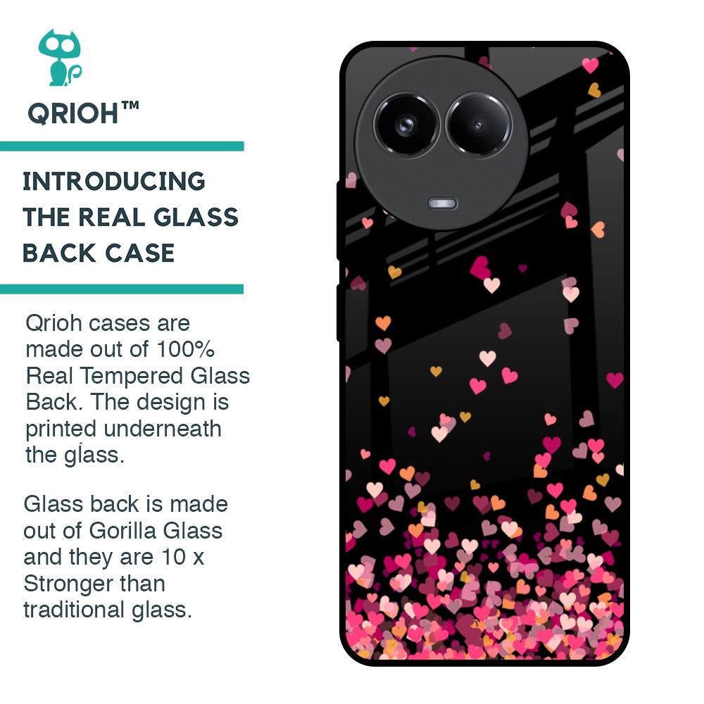 Heart Rain Fall Glass Case For Realme 11x 5G