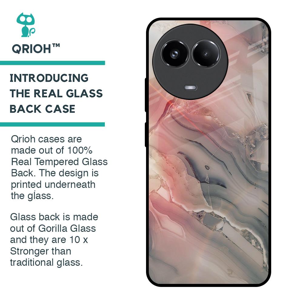 Pink And Grey Marble Glass Case For Realme 11x 5G