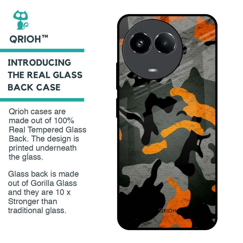 Camouflage Orange Glass Case For Realme 11x 5G