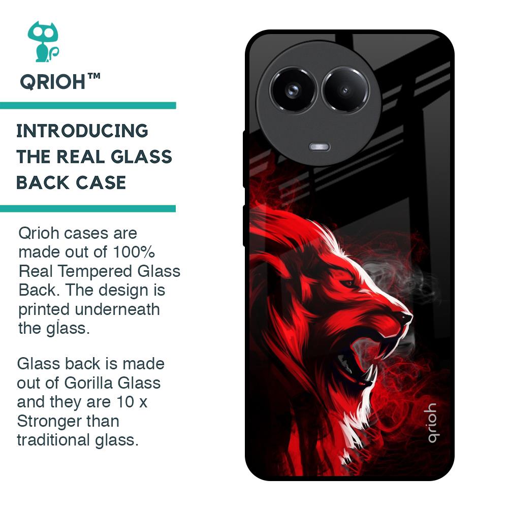 Red Angry Lion Glass Case for Realme 11x 5G