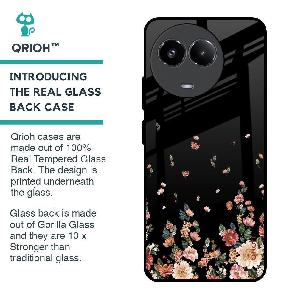 Floating Floral Print Glass Case for Realme 11x 5G