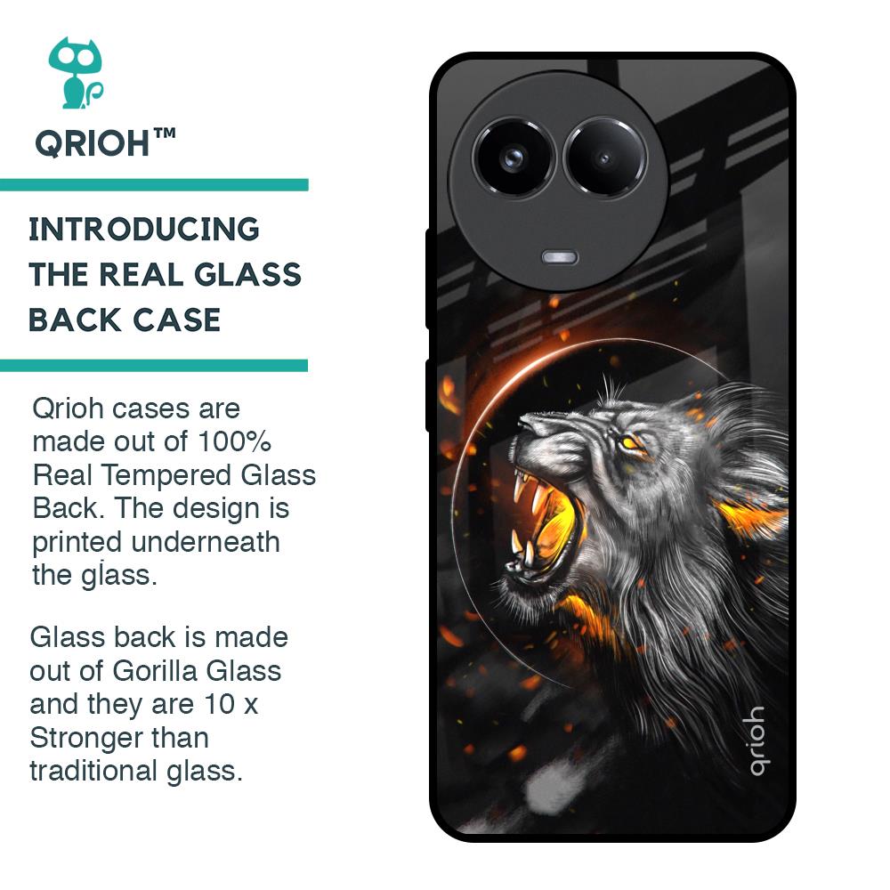 Aggressive Lion Glass Case for Realme 11x 5G
