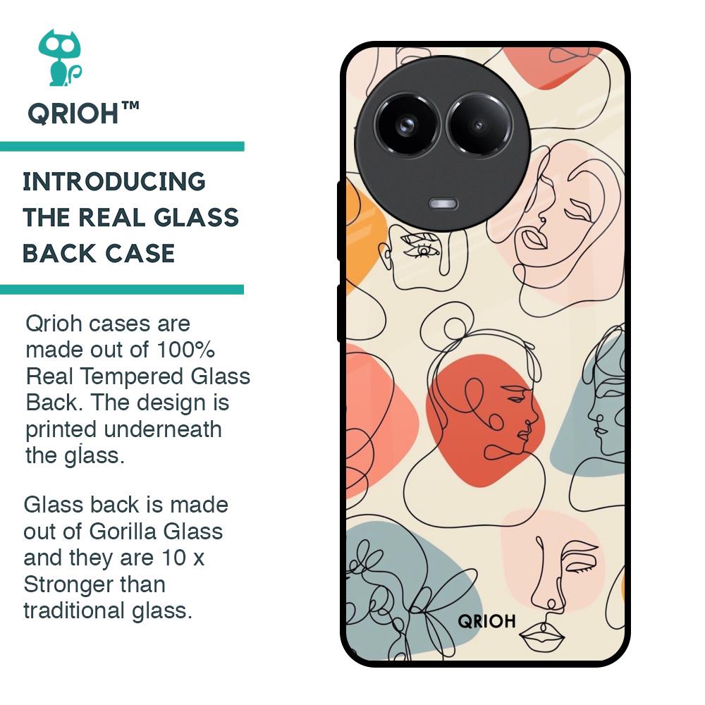 Abstract Faces Glass Case for Realme 11x 5G
