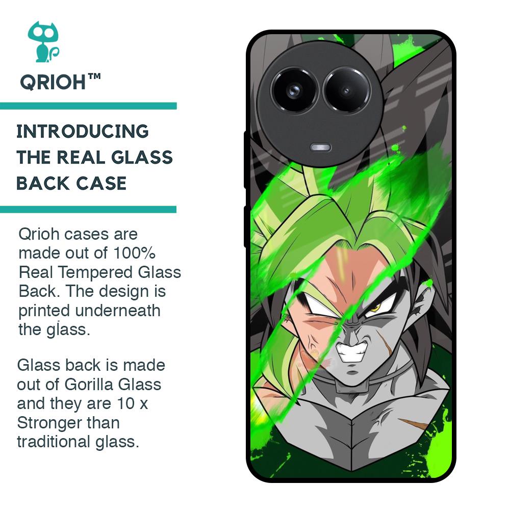 Anime Green Splash Glass Case for Realme 11x 5G