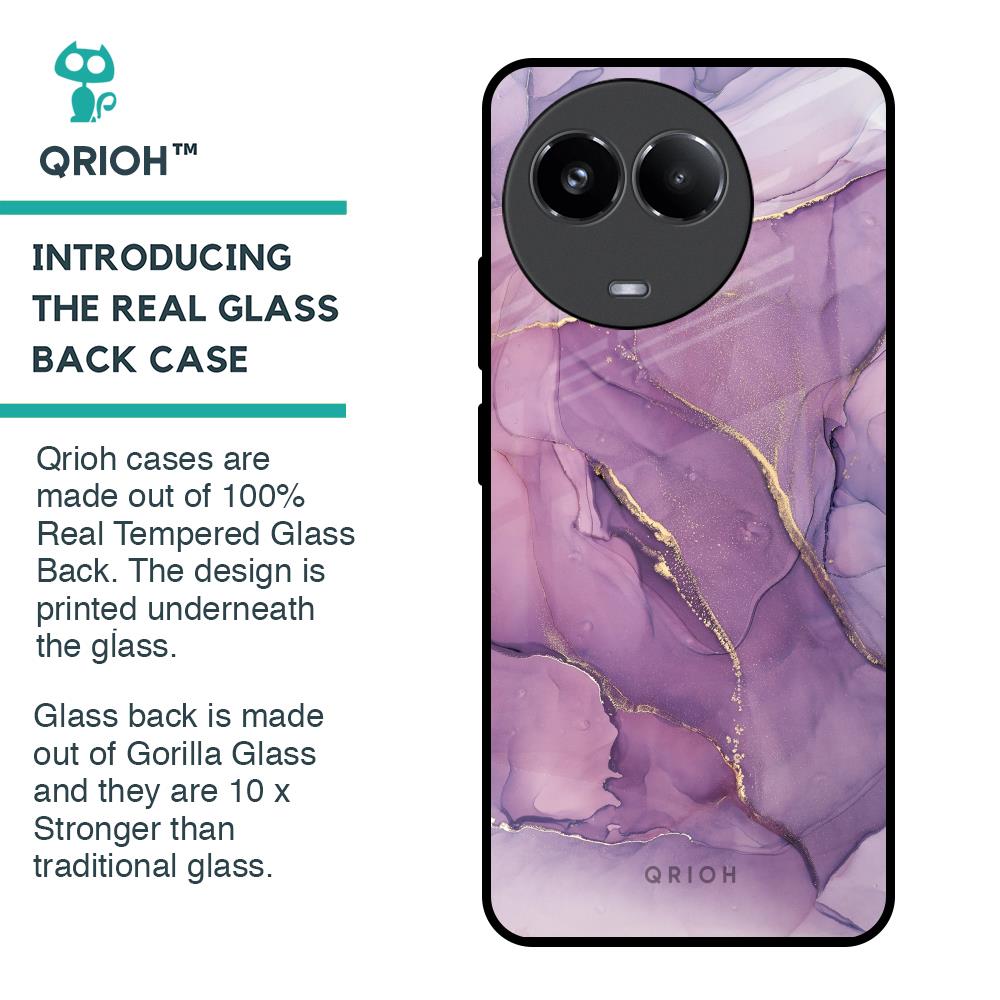 Purple Gold Marble Glass Case for Realme 11x 5G