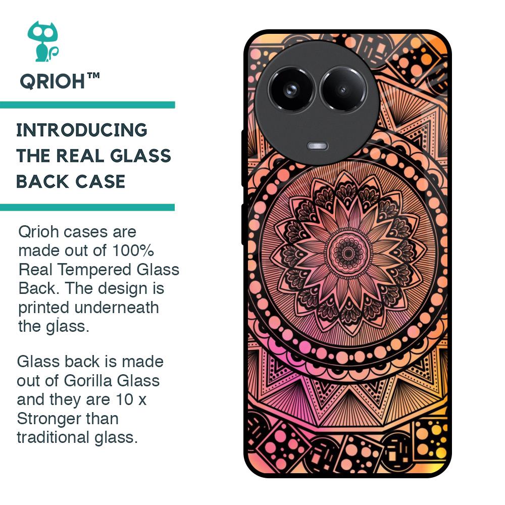 Floral Mandala Glass Case for Realme 11x 5G