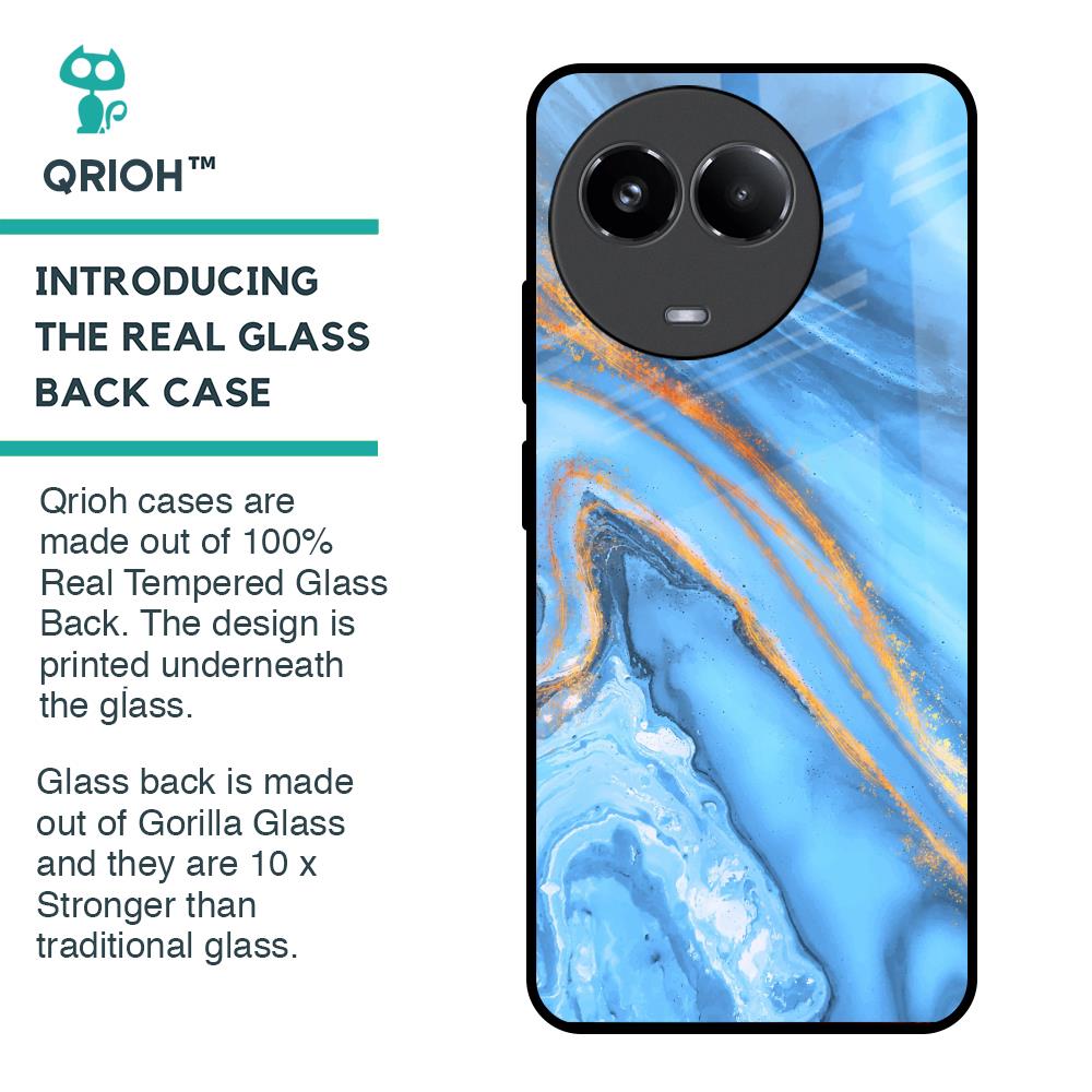 Vibrant Blue Marble Glass Case for Realme 11x 5G