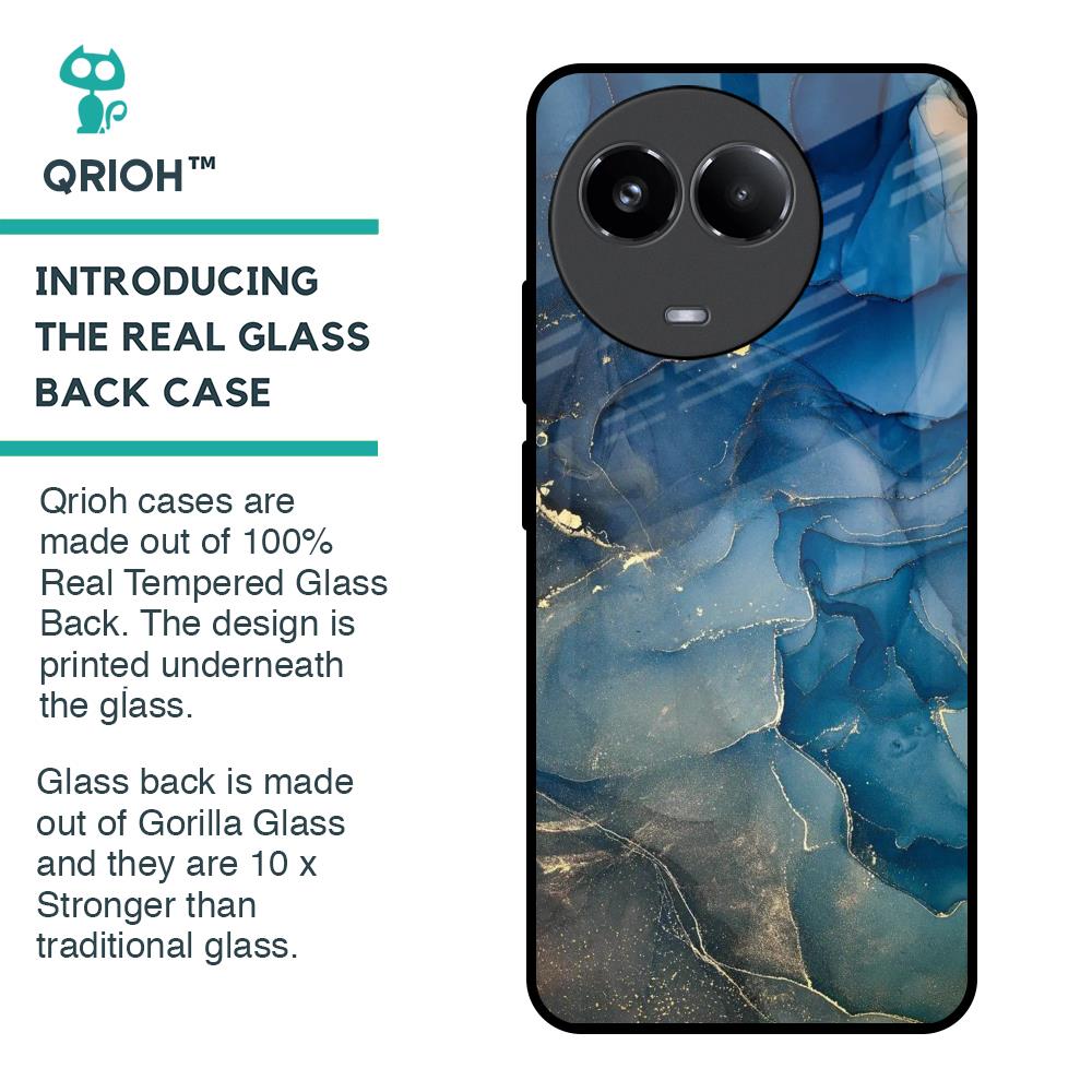 Blue Cool Marble Glass Case for Realme 11x 5G