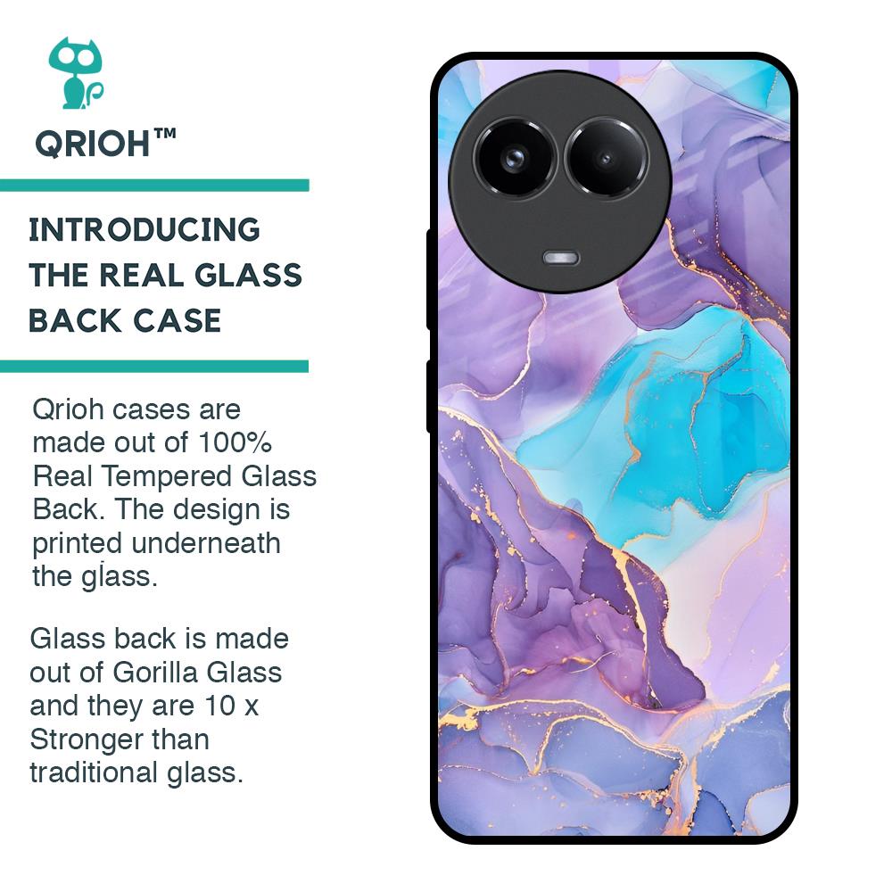 Alcohol ink Marble Glass Case for Realme 11x 5G