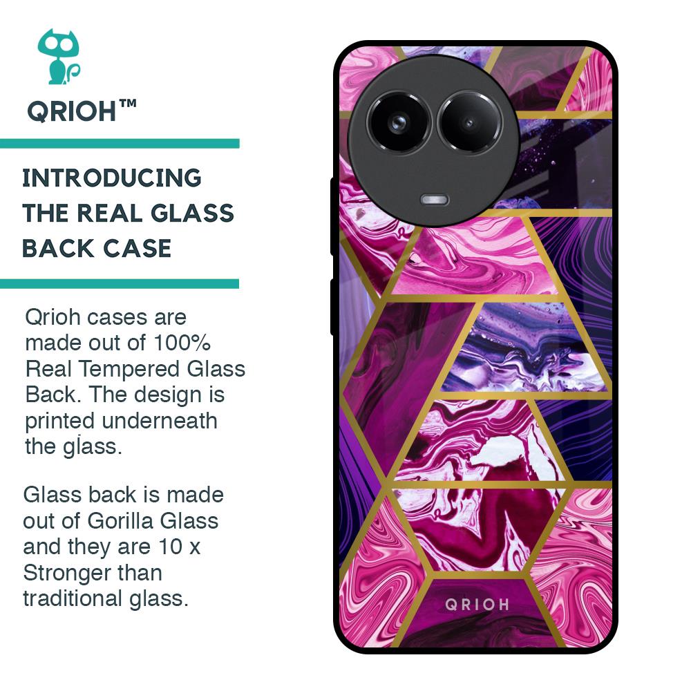 Electroplated Geometric Marble Glass Case for Realme 11x 5G