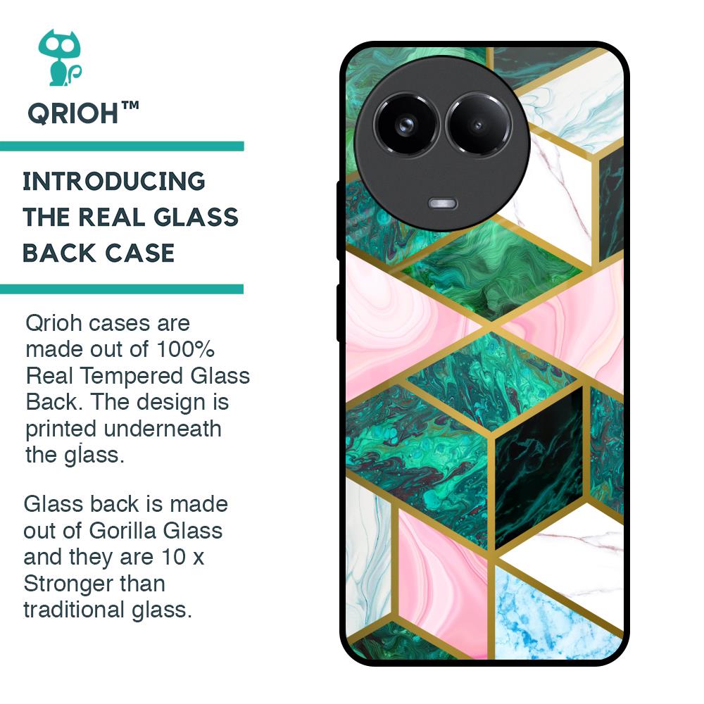 Seamless Green Marble Glass Case for Realme 11x 5G