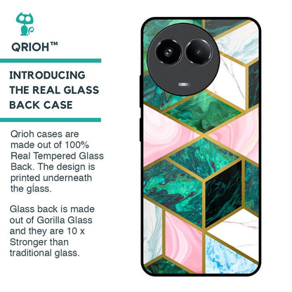 Seamless Green Marble Glass Case for Realme 11x 5G