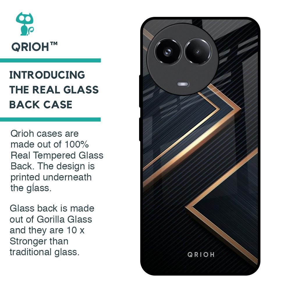 Sleek Golden & Navy Glass Case for Realme 11x 5G