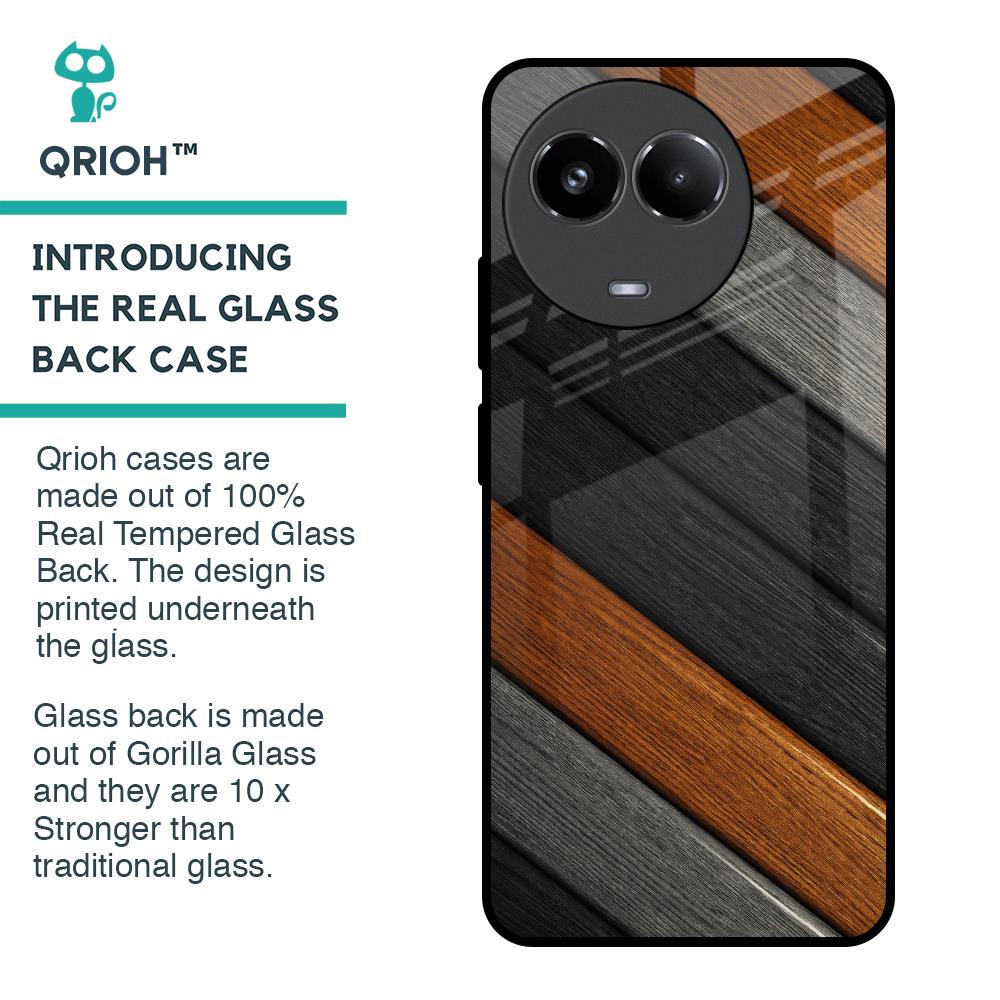 Tri Color Wood Glass Case for Realme 11x 5G